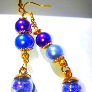 🪻Handmade Purple Glass/Beads Shaker Dangle Earrings🪻